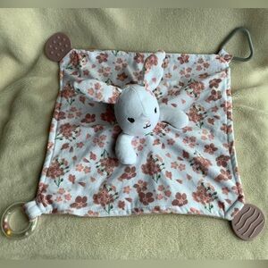 Modern Baby Floral Plush Bunny Rabbit Lovey Stuffed Animal w Teethers Rattle #2